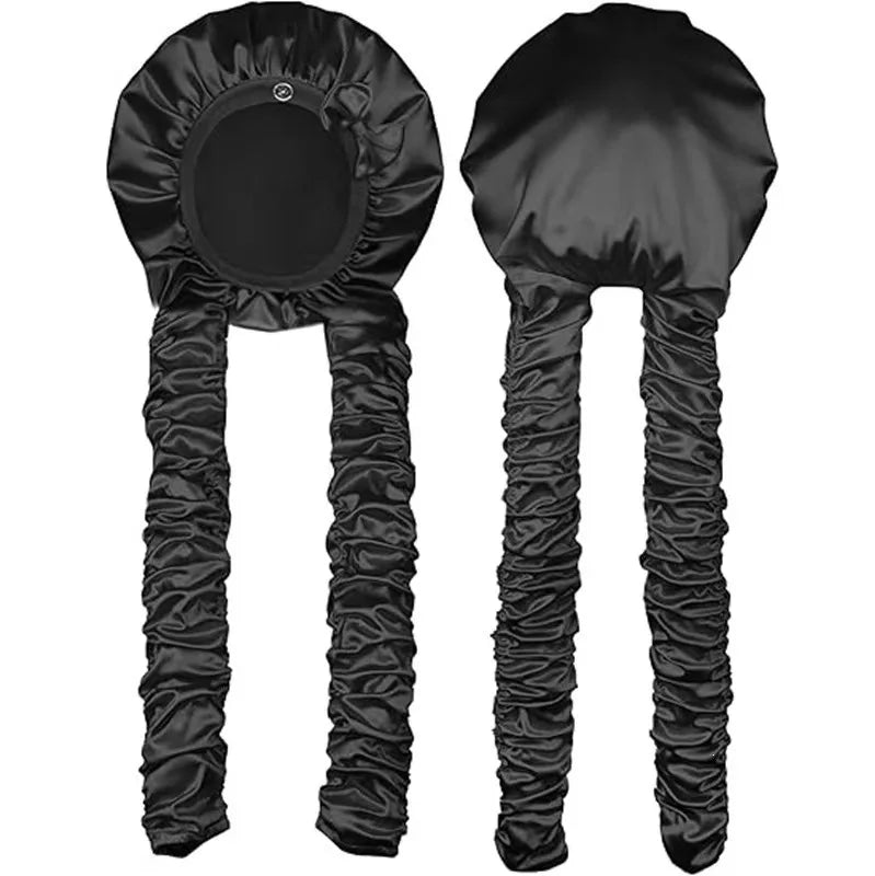 Heatless Curl Satin Bonnet for Sleeping, No Slip Sleep Bonnet with Long Curling Ribbons for Braids & Long Hair