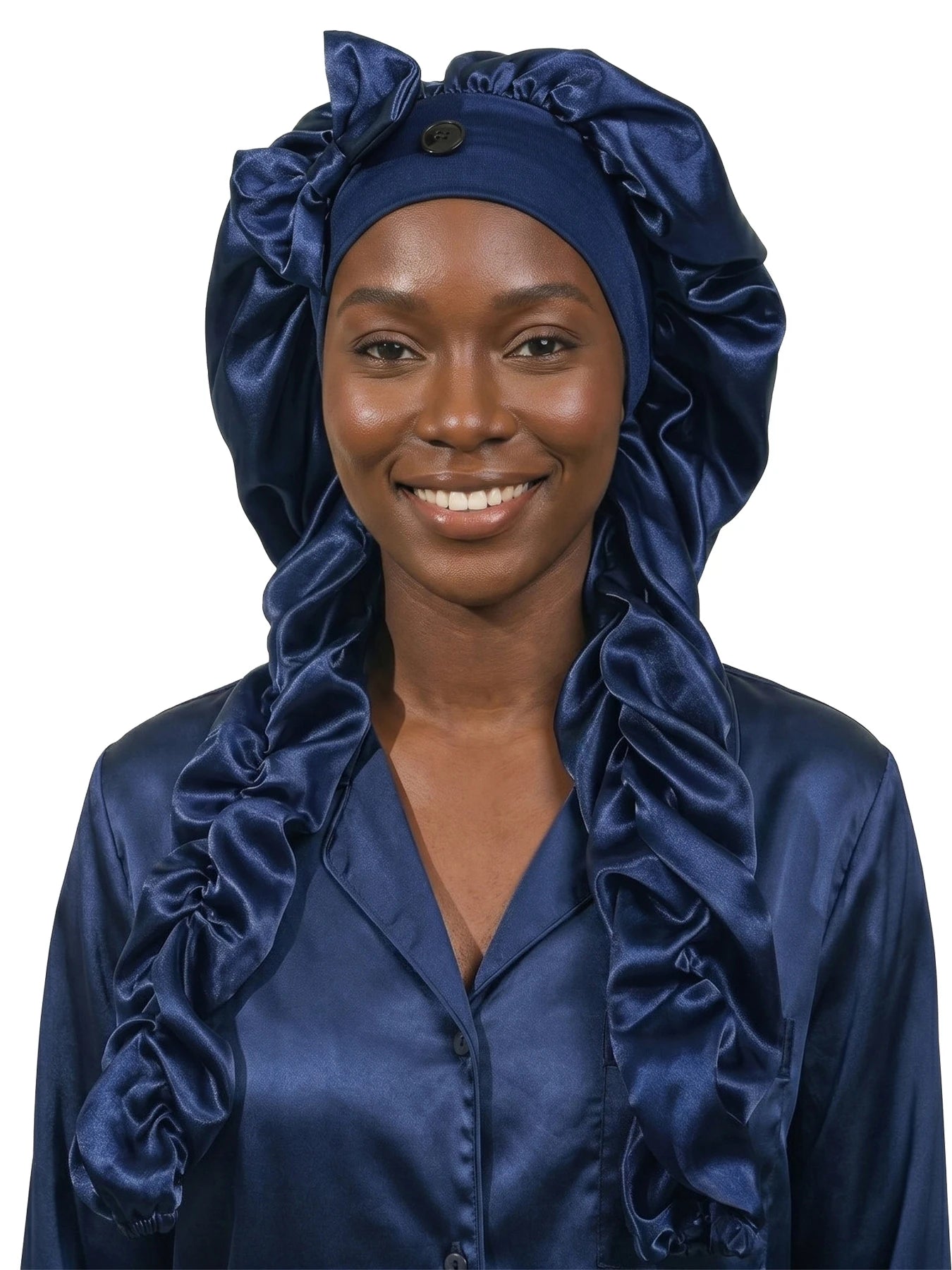 Heatless Curl Satin Bonnet for Sleeping, No Slip Sleep Bonnet with Long Curling Ribbons for Braids & Long Hair